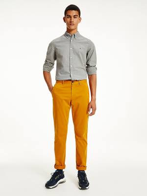 Spodnie Tommy Hilfiger Denton Straight Fit Satin Chinos Męskie Złote | TH965IMB