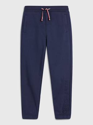 Spodnie Tommy Hilfiger Embossed Logo Joggers Chłopięce Niebieskie | TH417WTI