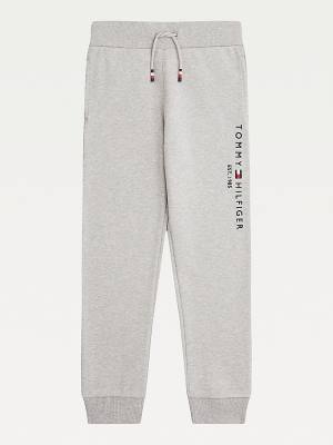 Spodnie Tommy Hilfiger Essential Organic Bawełniane Logo Joggers Dziewczynka Szare | TH536CQZ