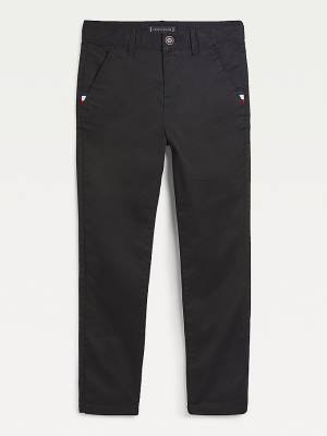 Spodnie Tommy Hilfiger Essential Slim Fit Chinos Chłopięce Czarne | TH139QAZ