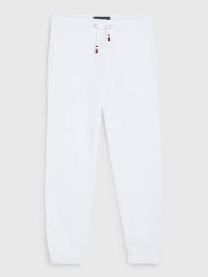 Spodnie Tommy Hilfiger Logo Drawstring Joggers Chłopięce Białe | TH456MKP