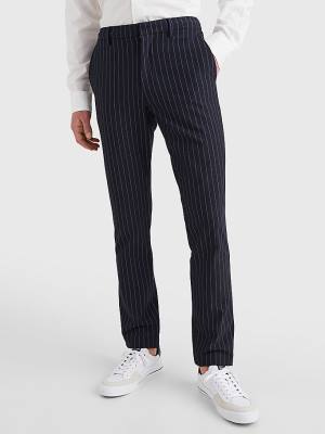 Spodnie Tommy Hilfiger Modern Bleecker Stripe Slim Męskie Niebieskie | TH536ZEN