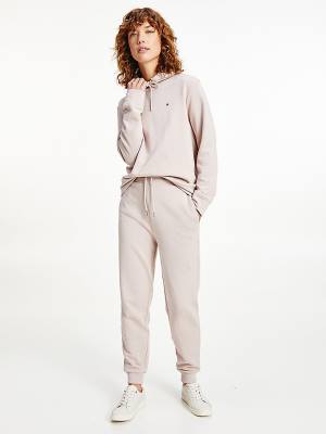 Spodnie Tommy Hilfiger Organic Bawełniane Relaxed Fit Joggers Damskie Beżowe | TH041VCN