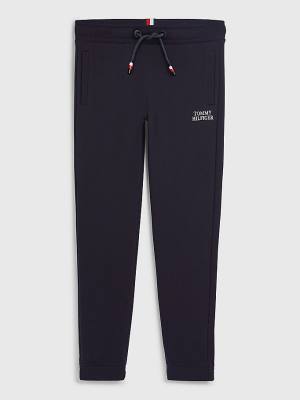 Spodnie Tommy Hilfiger Organic Bawełniane Cuffed Joggers Chłopięce Niebieskie | TH293QYJ