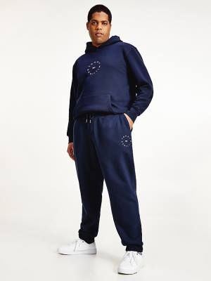 Spodnie Tommy Hilfiger Plus Organic Bawełniane Flex Fleece Joggers Męskie Niebieskie | TH740EIK