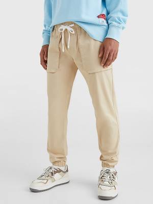 Spodnie Tommy Hilfiger Scanton Elasticated Cuff Joggers Męskie Beżowe | TH582FLR