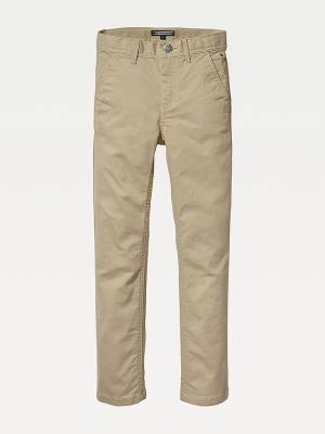 Spodnie Tommy Hilfiger Slim Fit Chinos Chłopięce Khaki | TH276CJE