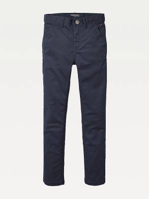 Spodnie Tommy Hilfiger Slim Fit Chinos Chłopięce Niebieskie | TH354DGQ