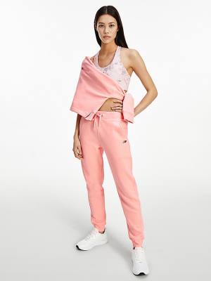 Spodnie Tommy Hilfiger Sportowe Organic Bawełniane Joggers Damskie Różowe | TH491KYX