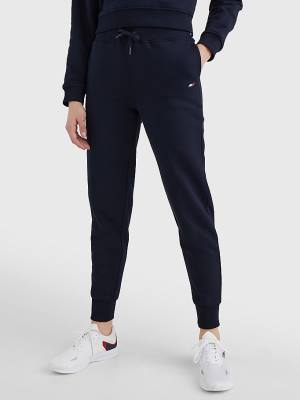 Spodnie Tommy Hilfiger Sportowe Relaxed Fit Drawstring Joggers Damskie Niebieskie | TH521HRZ