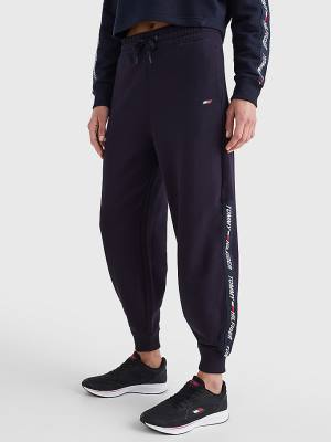 Spodnie Tommy Hilfiger Sportowe TH Cool Relaxed Fit Joggers Damskie Niebieskie | TH436DQG