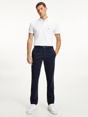 Spodnie Tommy Hilfiger Stretch Bawełniane Chinos Męskie Niebieskie | TH652QNY