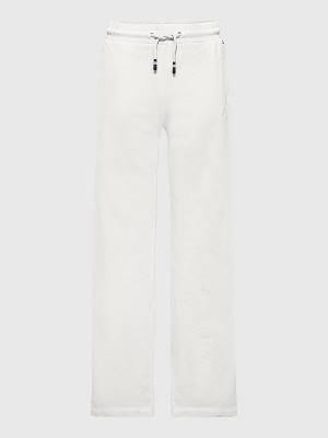 Spodnie Tommy Hilfiger Szerokie Leg Signature Logo Sweatpants Dziewczynka Białe | TH326CRL