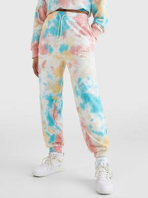 Spodnie Tommy Hilfiger Tie-Dye Relaxed Fit Joggers Damskie Białe | TH190CIJ