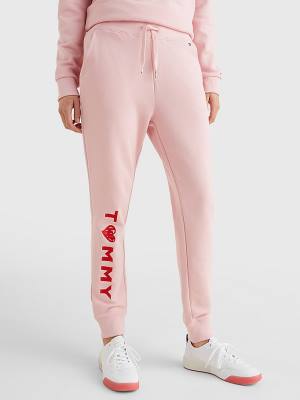 Spodnie Tommy Hilfiger Valentines Heart Print Terry Joggers Damskie Różowe | TH294CXA