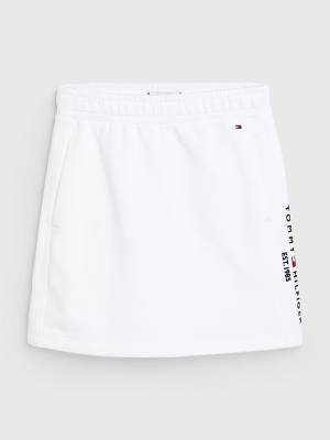 Spódnice Tommy Hilfiger Essential Straight Logo Dziewczynka Białe | TH534MBL