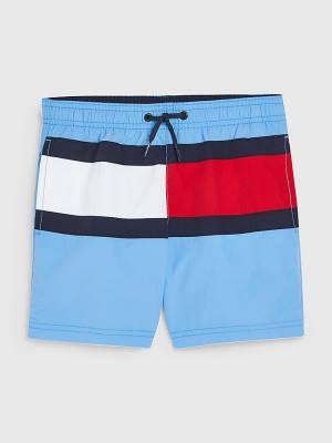 Stroje Kąpielowe Tommy Hilfiger Colour-Blocked Mid Length Shorts Chłopięce Niebieskie | TH018YRM