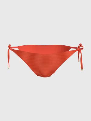 Stroje Kąpielowe Tommy Hilfiger Curve Side Tie Ribbed Bikini Bottoms Damskie Czerwone | TH386BDJ