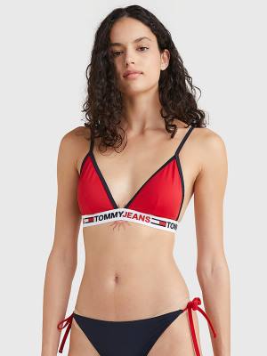 Stroje Kąpielowe Tommy Hilfiger Fixed Triangle Bikini Top Damskie Czerwone | TH604EYT