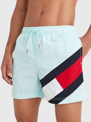 Stroje Kąpielowe Tommy Hilfiger Flag Mid Length Drawstring Shorts Męskie Niebieskie | TH183INQ