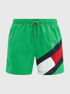 Stroje Kąpielowe Tommy Hilfiger Flag Mid Length Drawstring Shorts Męskie Zielone | TH576ETX