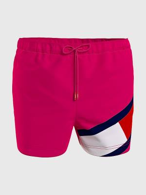 Stroje Kąpielowe Tommy Hilfiger Flag Mid Length Drawstring Shorts Męskie Różowe | TH942EGW