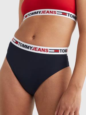 Stroje Kąpielowe Tommy Hilfiger High Stanem Cheeky Bikini Bottoms Damskie Niebieskie | TH089IXV