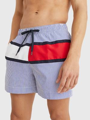 Stroje Kąpielowe Tommy Hilfiger Ithaca Stripe Colour-Blocked Mid Length Shorts Męskie Niebieskie | TH825MJZ