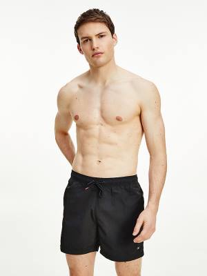 Stroje Kąpielowe Tommy Hilfiger Mid Length Drawstring Shorts Męskie Czarne | TH178JLC