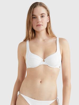 Stroje Kąpielowe Tommy Hilfiger Ribbed Balconette Bikini Top Damskie Białe | TH107OFW