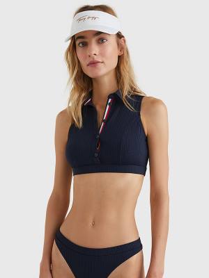 Stroje Kąpielowe Tommy Hilfiger Ribbed Crop Polo Damskie Niebieskie | TH097WGN