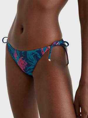 Stroje Kąpielowe Tommy Hilfiger Side Tie Tropical Bikini Bottoms Damskie Niebieskie | TH730QSZ