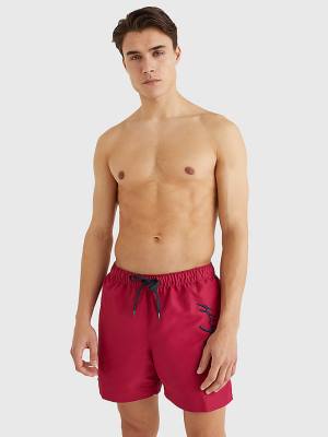 Stroje Kąpielowe Tommy Hilfiger Signature Logo Mid Length Shorts Męskie Różowe | TH126LIX