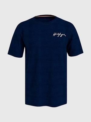 Stroje Kąpielowe Tommy Hilfiger Signature Logo Organic Bawełniane Męskie Niebieskie | TH419XLD