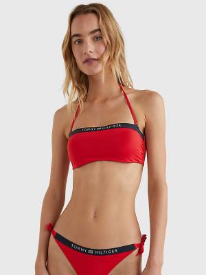 Stroje Kąpielowe Tommy Hilfiger Underwired Unpadded Bandeau Bikini Top Damskie Czerwone | TH081KIS