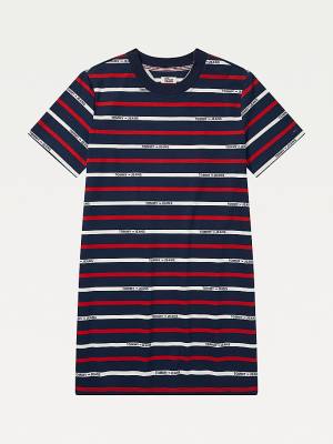 Sukienki Tommy Hilfiger Adaptive Stripe Print Damskie Niebieskie | TH412RQY