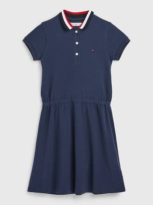 Sukienki Tommy Hilfiger Essential Stripe Collar Polo Dziewczynka Niebieskie | TH351YDO