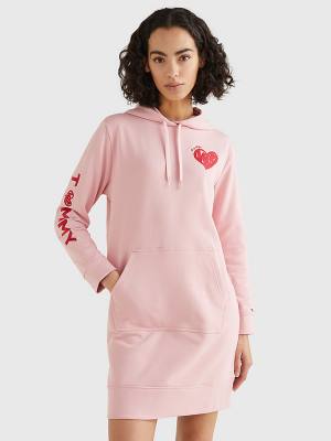 Sukienki Tommy Hilfiger Valentines Heart Print Damskie Różowe | TH453YUP