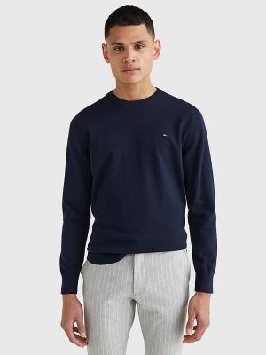 Swetry Tommy Hilfiger 1985 Essential TH Flex Sweatshirt Męskie Niebieskie | TH804SKQ