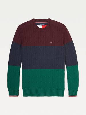 Swetry Tommy Hilfiger Adaptive Colour-Blocked Crew Neck Jumper Męskie Czerwone | TH147ZRE