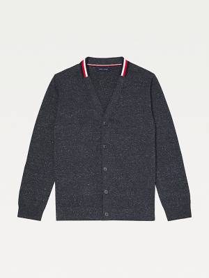 Swetry Tommy Hilfiger Adaptive Signature Collar Cardigan Męskie Czarne | TH526AKI