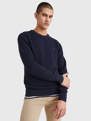 Swetry Tommy Hilfiger Crew Neck Jumper Męskie Niebieskie | TH250COG