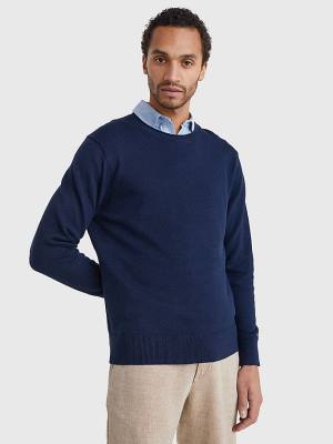 Swetry Tommy Hilfiger Crew Neck Jumper Męskie Niebieskie | TH527MLZ