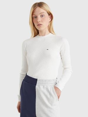 Swetry Tommy Hilfiger Essential Rib-Knit Jumper Damskie Białe | TH873FWS