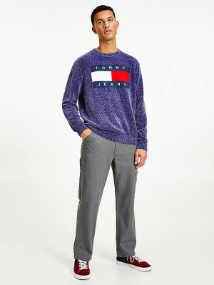 Swetry Tommy Hilfiger Intarsia Flag Relaxed Fit Jumper Męskie Niebieskie | TH095BLE