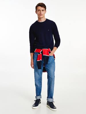 Swetry Tommy Hilfiger Luxury Wool Textured Jumper Męskie Niebieskie | TH239EID