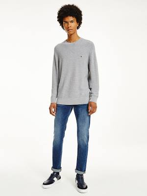 Swetry Tommy Hilfiger Luxury Wool Textured Jumper Męskie Szare | TH567ILO