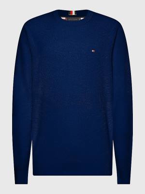 Swetry Tommy Hilfiger Plus Crew Neck Jumper Męskie Niebieskie | TH815EMR