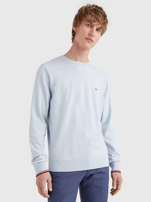 Swetry Tommy Hilfiger TH Flex Tipped Cuffs Jumper Męskie Niebieskie | TH720TVS