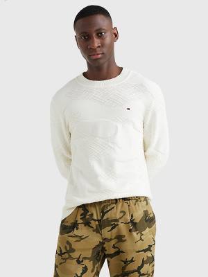 Swetry Tommy Hilfiger Textured Camo Jumper Męskie Białe | TH658UTO